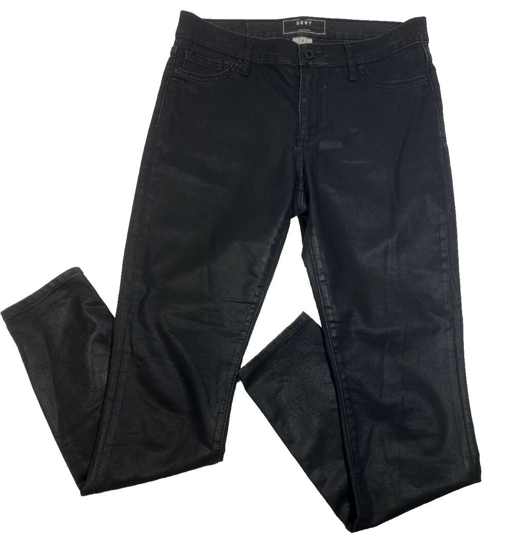 DKNY Jeans/Jeggings~Womens 6~Black Waxed Skinny Stretch~Parisian Luxury Glam